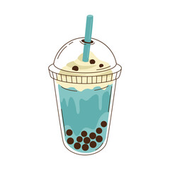 Bubble Milk Tea Drink Illustration. Boba Drink.