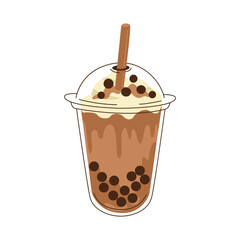 Bubble Milk Tea Drink Illustration. Boba Drink.