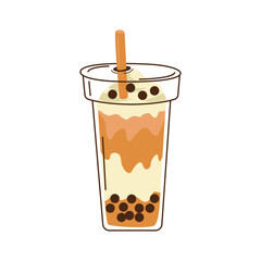 Bubble Milk Tea Drink Illustration. Boba Drink.