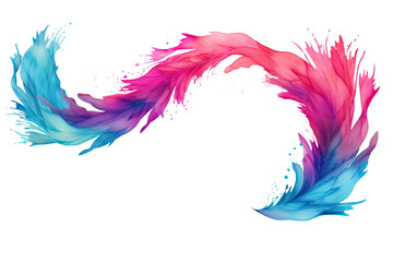 magenta and turquoise swashes, watercolor paint abstract border frame for design layout, isolated on a transparent background, generative ai