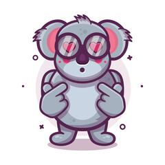 kawaii koala animal character mascot with love sign hand gesture isolated cartoon in flat style design © werezu