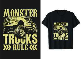 Monster Vector Truck T-shirt Design Graphic,