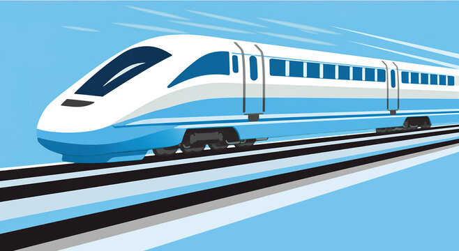 High-speed train in motion. illustration art, generative AI image.