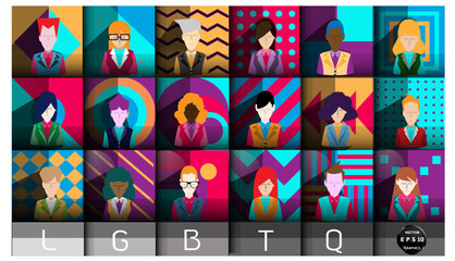 &ldquo;LGBTQ&rdquo; or a group of people of different genders. flat idea and concept think creativity modern  design  vector.