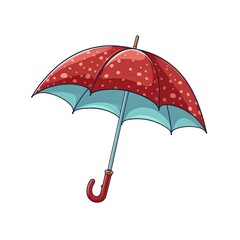 Trendy Umbrella Accessory Cartoon Square Illustration. Charming Wardrobe Staple. Ai Generated Drawn Illustration with Trendy Elegant Umbrella Accessory.