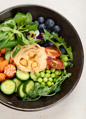 Vegan dish, healthy diet. Top view