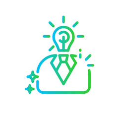 Brainstorming business and finance icon with blue and green gradient outline style. isolated, inspiration, intelligence, target, icons, flat, thin. Vector Illustration