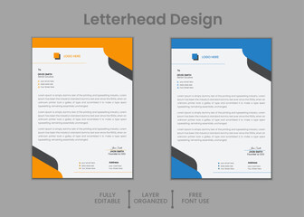 Clean and professional corporate company business letterhead template design with color variation 