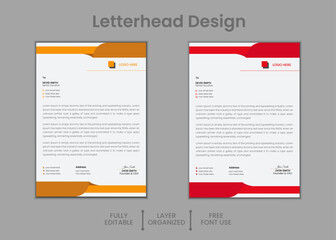 Clean and professional corporate company business letterhead template design with color variation 