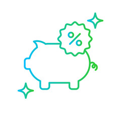 Deposit business and finance icon with blue and green gradient outline style. save, storage, cashback, digital, safety, fund, wallet. Vector Illustration