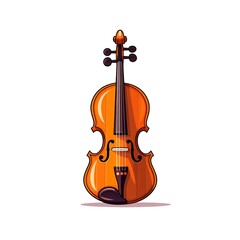 Fototapeta na wymiar Traditional Cello Musical Instrument Cartoon Square Illustration. Melody and Rhythm. Ai Generated Drawn Illustration with Professional Expressive Cello Musical Instrument.
