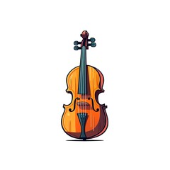 Fototapeta na wymiar Traditional Cello Musical Instrument Cartoon Square Illustration. Melody and Rhythm. Ai Generated Drawn Illustration with Professional Expressive Cello Musical Instrument.