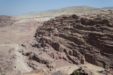 View of the magnificent ruins of ancient Petra at Wadi Mousa, the Valley of Moses, in southwestern Jordan.