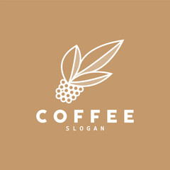 coffee bean drink logo design in brown color vector illustration