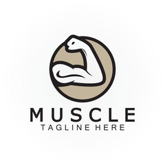 Biceps muscle icon logo vector design template.