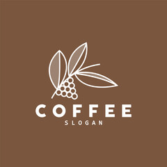 coffee bean drink logo design in brown color vector illustration
