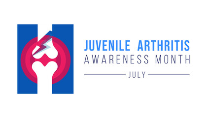 Juvenile Arthritis awareness month is observed every year in July. The most common symptoms of the disease are joint swelling, pain and stiffness. Vector illustration