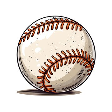 Professional Baseball ball Sports Equipment Cartoon Square Illustration. Sporting Gear Ai Generated Drawn Illustration with Active Game Baseball ball Sports Equipment.