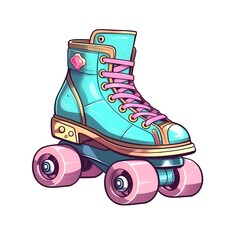 Professional Roller skate Sports Equipment Cartoon Square Illustration. Outdoor Activity. Ai Generated Drawn Illustration with Recreational Gear Roller skate Sports Equipment.