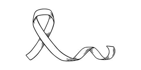 Ribbon for disorder awareness day. Support and charity symbol. Sketch vector illustration isolated in white background