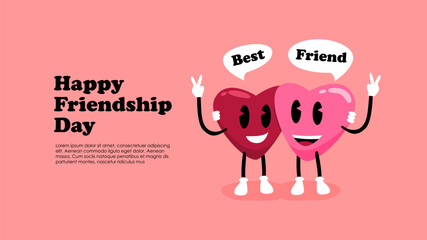 happy friendship day banner template pink background