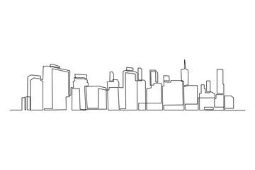 Single one line drawing Modern City Skyline. City concept. Continuous line draw design graphic vector illustration.
