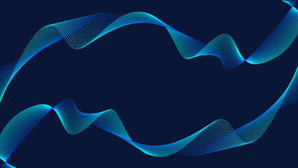 abstract wave motion pattern and dynamic mesh line on dark blue background. Modern futuristic design for background or wallpaper. Digital cyberspace, high tech, technology concept
