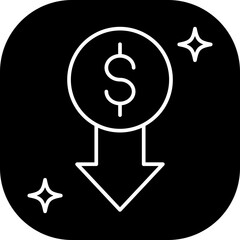 Low price business and finance icon with black filled outline style. modern, special, loss, black filled, crisis, bankrupt, exchange. Vector Illustration