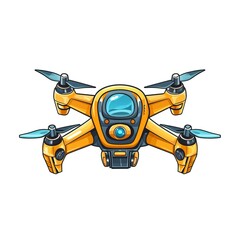 Modern Drone Device Cartoon Square Illustration. Innovative Technology. Ai Generated Drawn Illustration with Interactive Entertaining Drone Device.