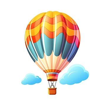 Modern Hot air balloon Aerial Vehicle Cartoon Square Illustration. Air Transportation. Ai Generated Drawn Illustration with Flying Sky Hot air balloon Aerial Vehicle.