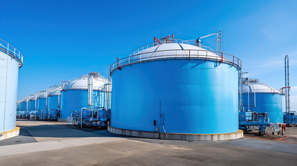 Obraz premium Liquefied petroleum gas (LPG) storage tanks. Gas plant. Generative Ai