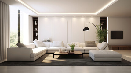 Obraz na płótnie Canvas Modern sleek design of living room. Generative AI