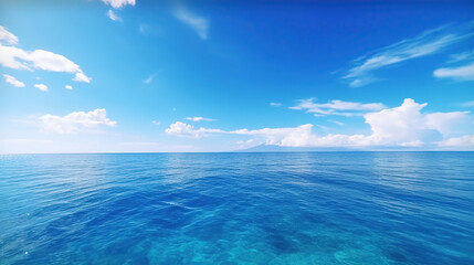 Fototapeta na wymiar Blue sea water surface on sky. Generative Ai