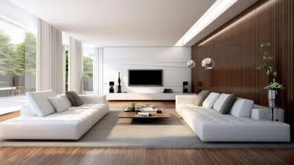 Modern sleek design of living room. Generative AI