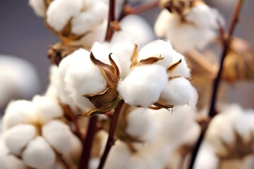 Cotton buds in the field. Generative AI