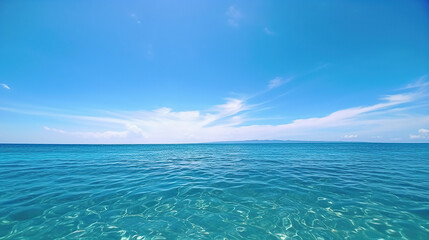 Fototapeta na wymiar Blue sea water surface on sky. Generative Ai