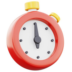 Red stopwatch ui icon measurement timekeeping symbol 3d render illustration