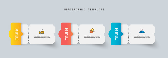 Three steps Infographics banner design template.