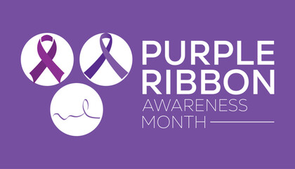 August is purple ribbon awareness month.banner, Holiday, poster, card and background design.