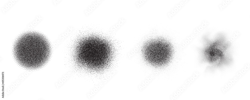 Poster spray circles gradient noise. dotted rounds with grunge textured effect. circular stipple brushed sh