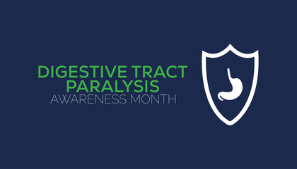 Digestive tract paralysis awareness month is observed every year in August. Health awareness vector. - obrazy, fototapety, plakaty
