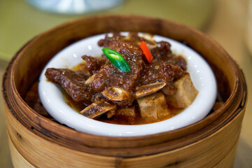 A delicious Cantonese-style dim sum for morning tea, steamed beef ribs with black pepper
