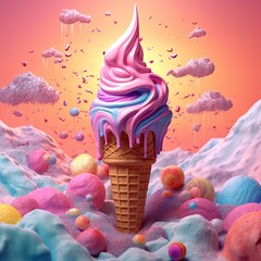 Pink ice cream cone