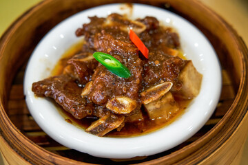 A delicious Cantonese-style dim sum for morning tea, steamed beef ribs with black pepper