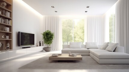 Modern sleek design of living room. Generative AI