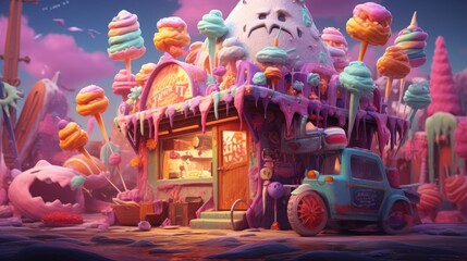 Homemade ice cream shop in the winter