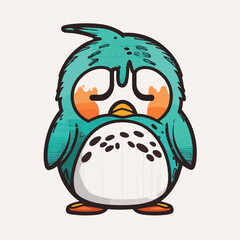 Fototapeta premium Awsome Cute looking Pengoen as character flat vector art sticker