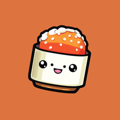 Awsome Cute looking Cake as character flat vector art sticker