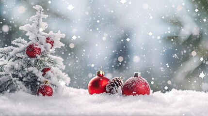Naklejka na ściany i meble Beautiful Festive Christmas snowy background