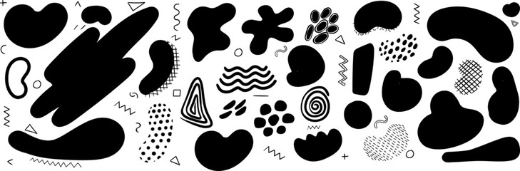 Abstract blotch shape. Liquid shape elements.liquid shadows random shapes. Organic amoeba blob shape abstract. Vector illustration